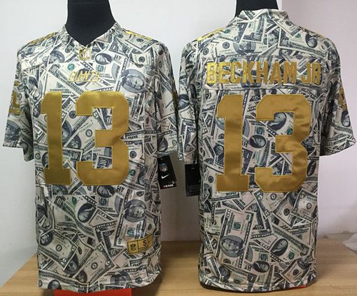 Nike Giants #13 Odell Beckham Jr Dollar Fashion Men's Stitched NFL Elite Jersey - Click Image to Close